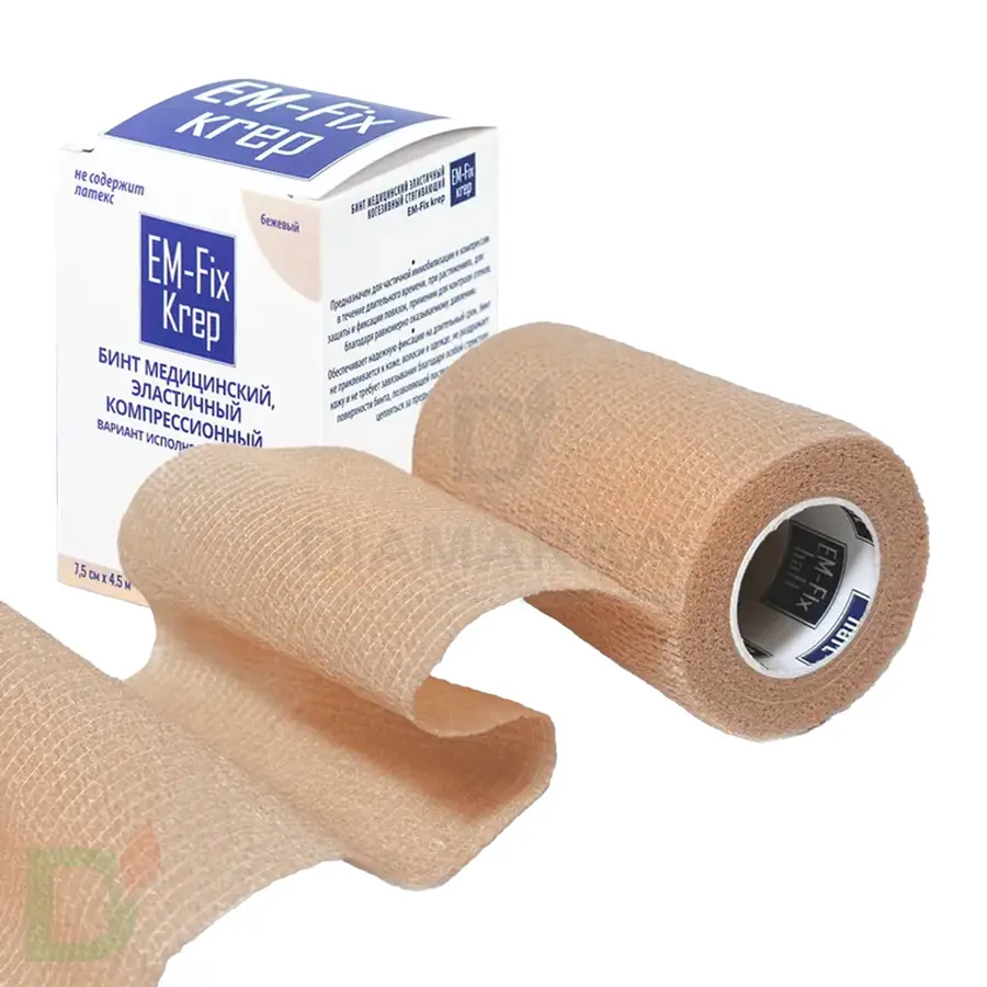 Бинт эластичный когезивный EM-Fix krep бежевый, 7,5 см х 4,5 м в Барнауле