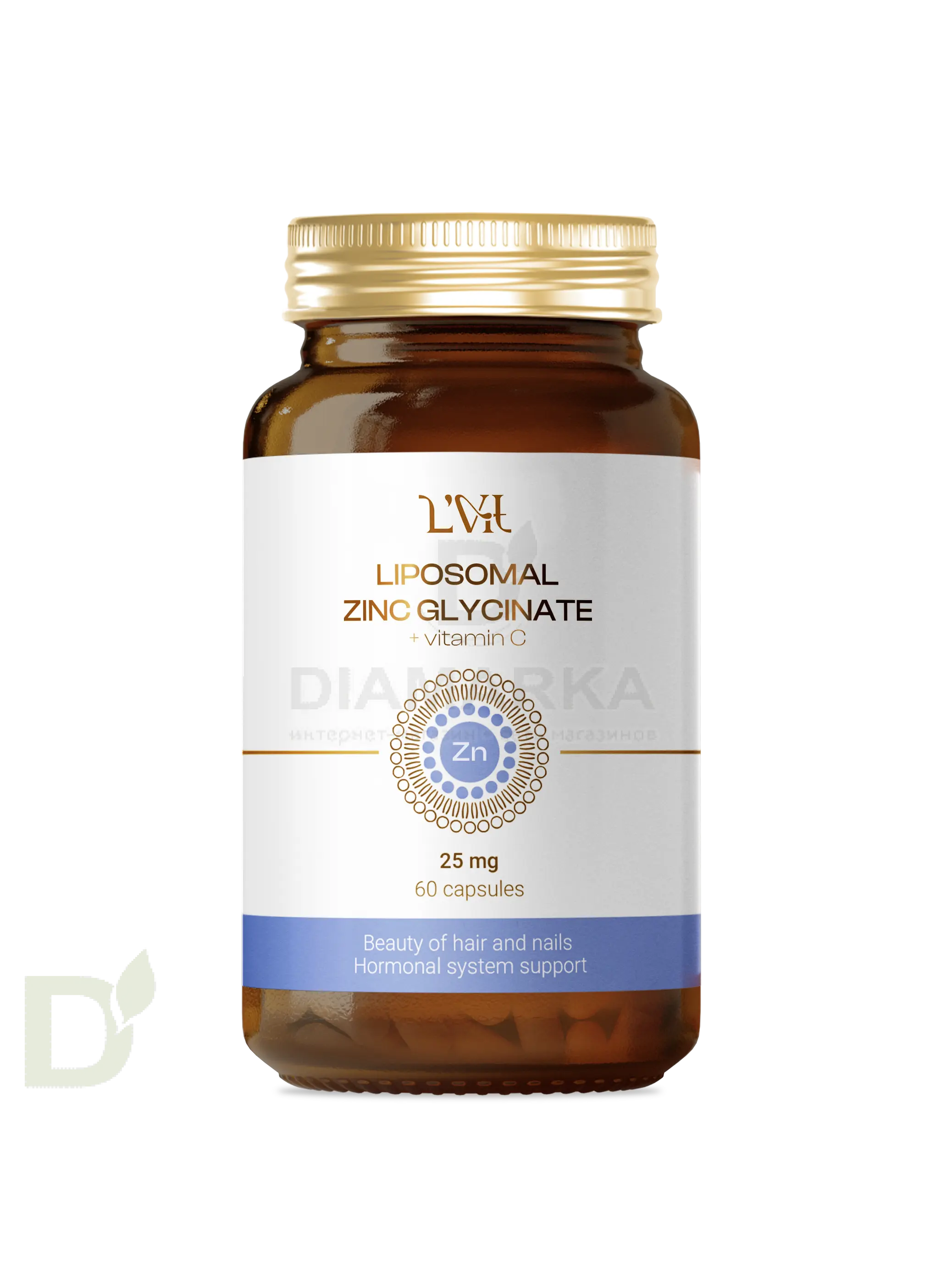 Витамины L'Vit Liposomal Zinc Glycinate + Vitamin C, 25 мг в 1 капсуле, 60 капс