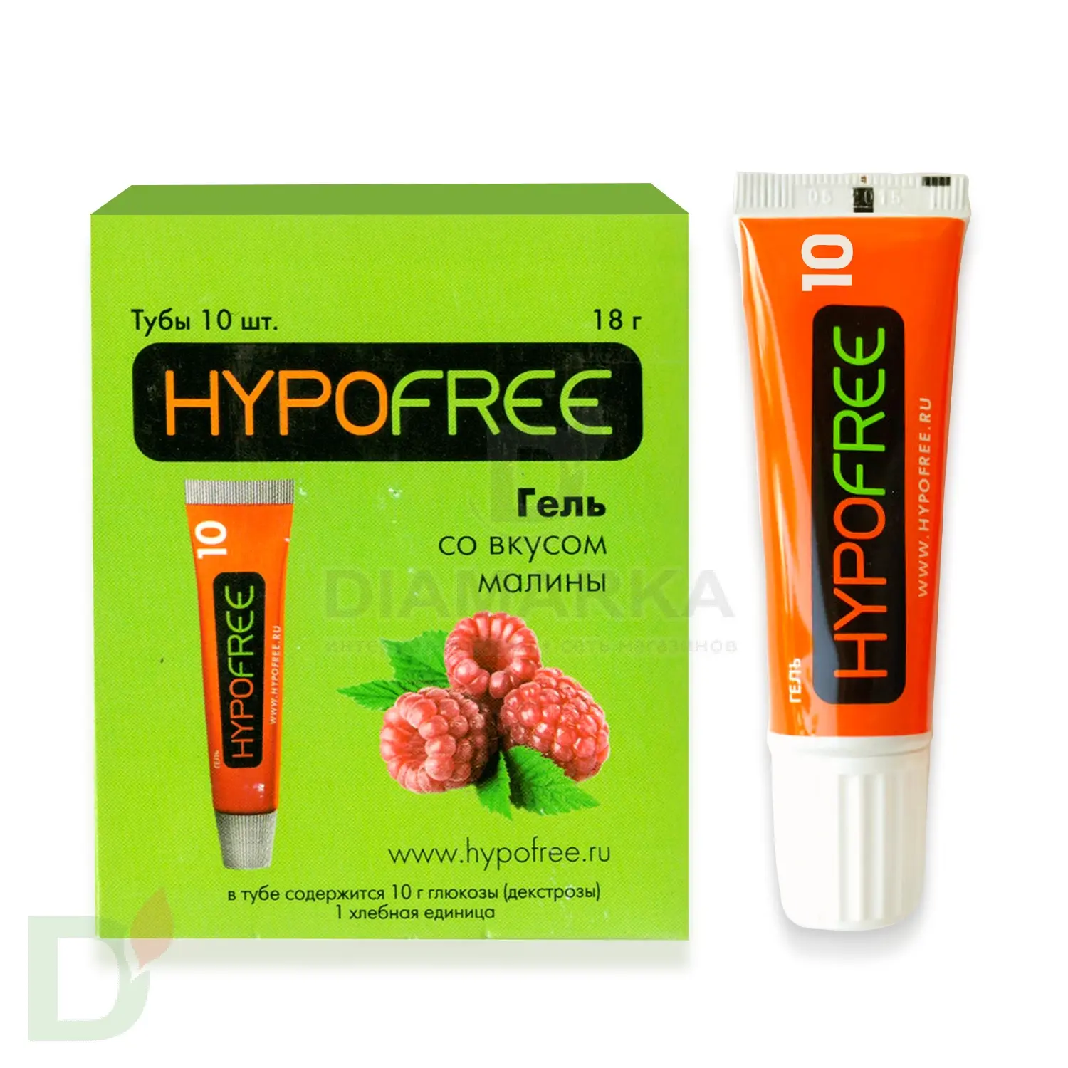 Гель HYPOFREE 1ХЕ Малина, 10 туб по 18гр