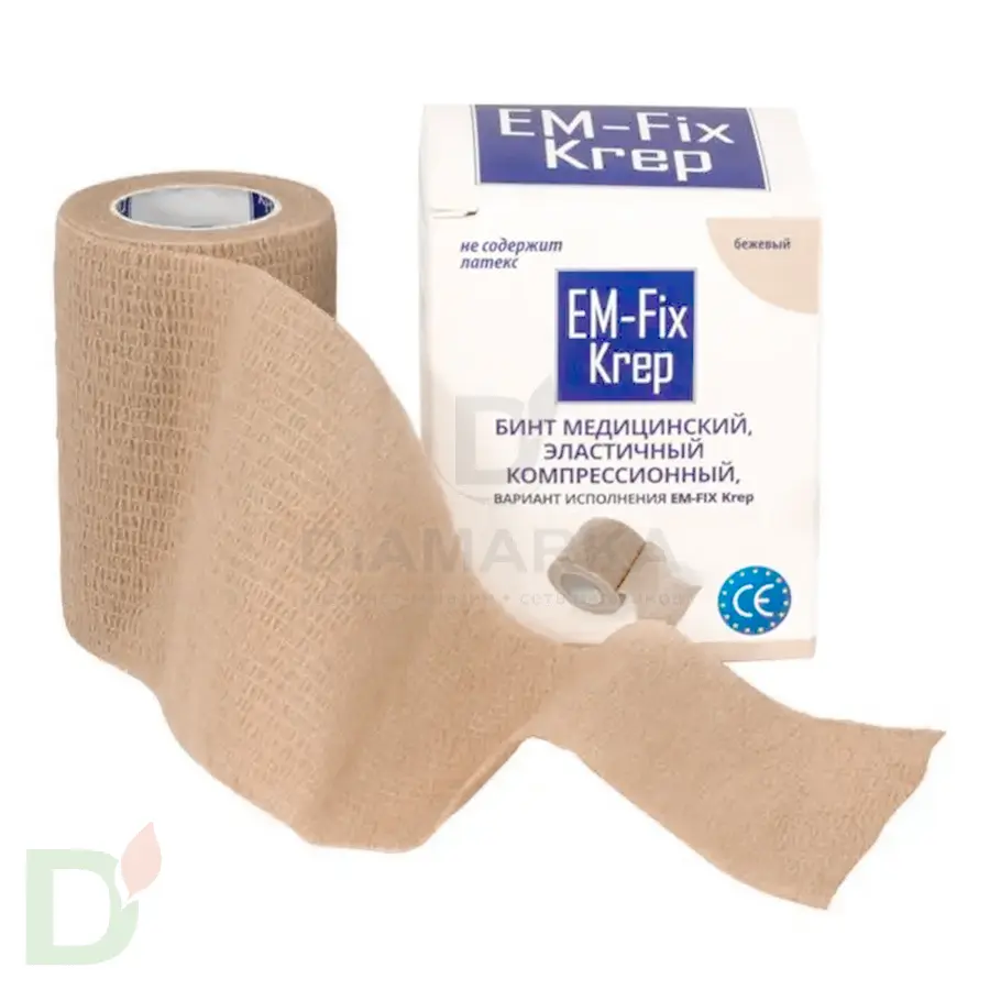 Бинт эластичный когезивный EM-Fix krep бежевый, 7,5 см х 4,5 м в Барнауле