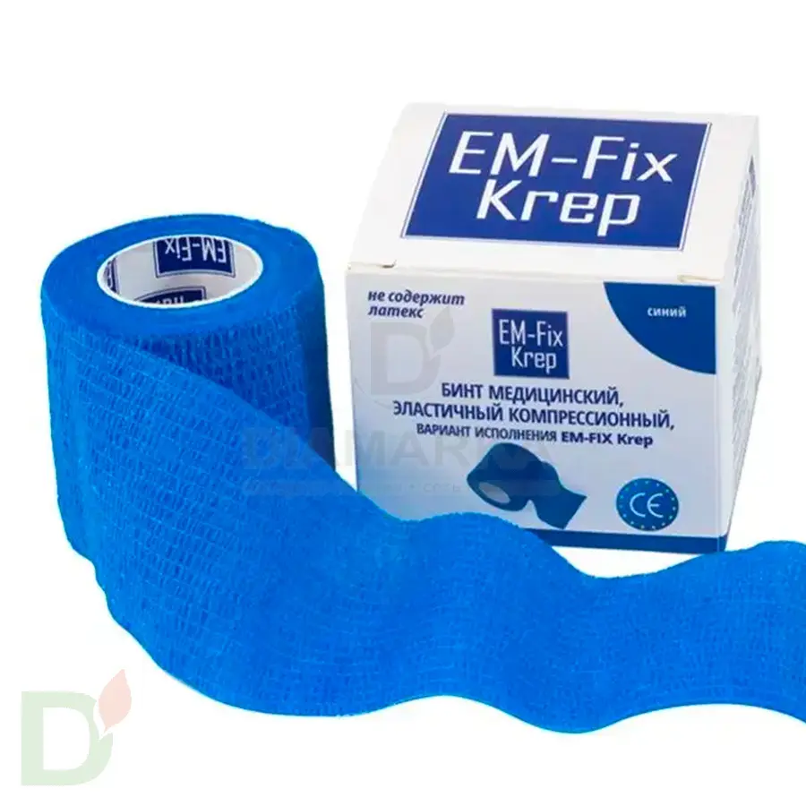 Бинт эластичный когезивный EM-fix krep Синий, 5 см х 4,5 м в Барнауле