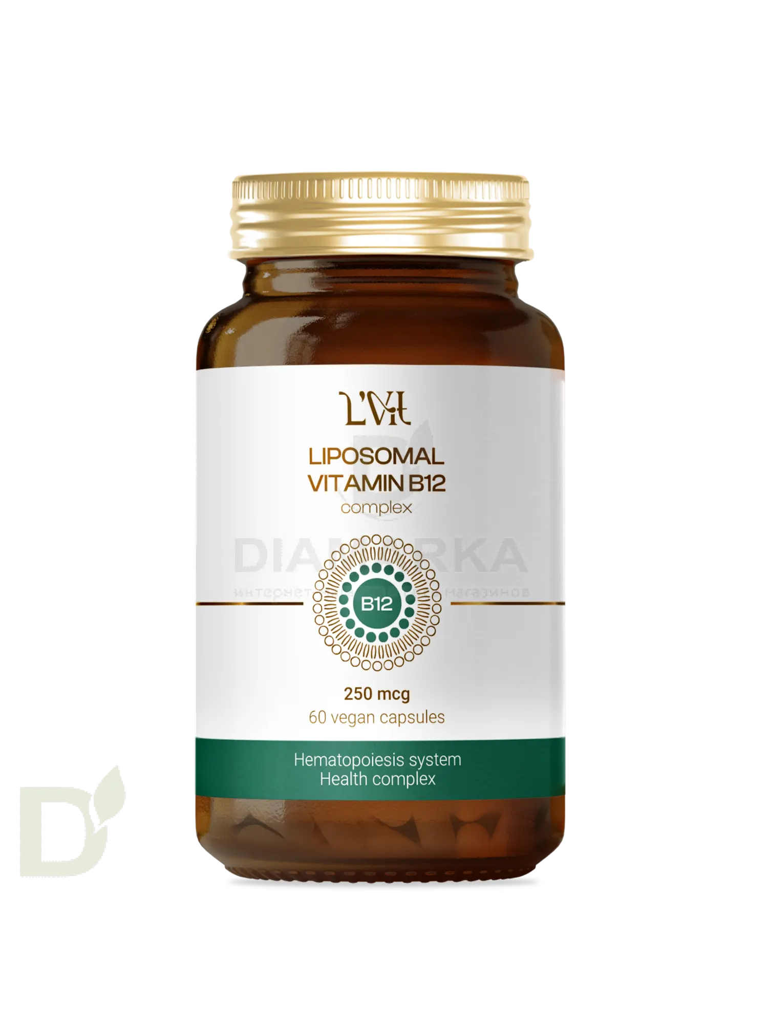 Витамины L'Vit Liposomal Vitamin B12+B9 complex, 250+200 мг в 1 капсуле, 60 капс в Барнауле