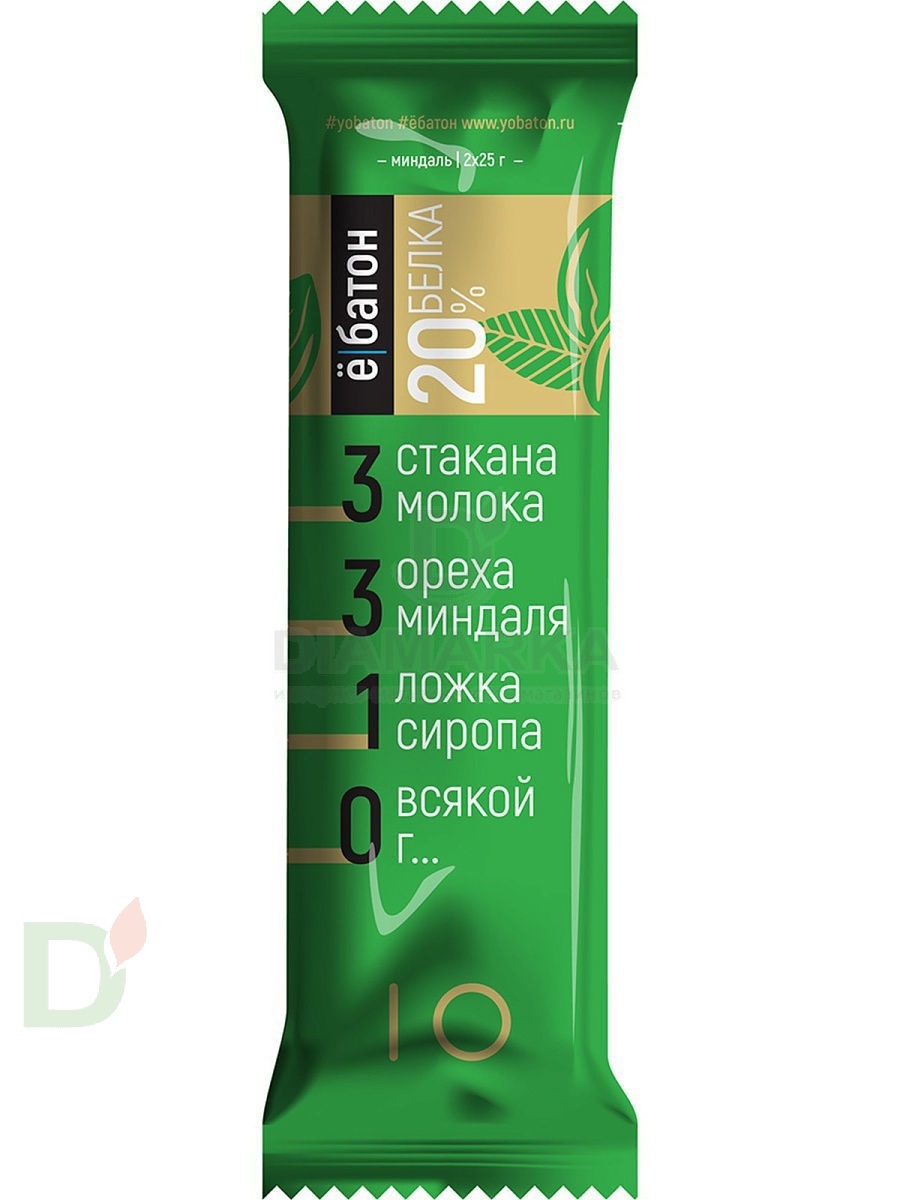 Батончик протеиновый Ё/батон Миндаль в шоколадной глазури 50гр в Барнауле