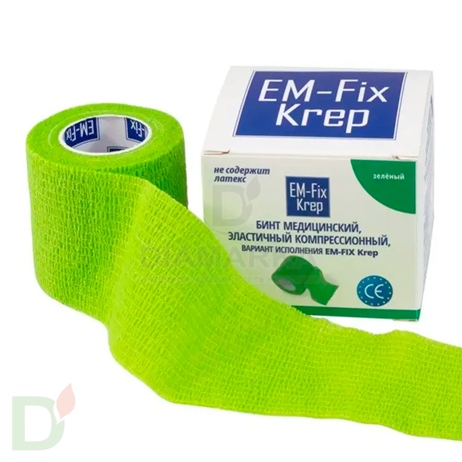 Бинт эластичный когезивный EM-fix krep Лайм, 5 см х 4,5 м в Барнауле