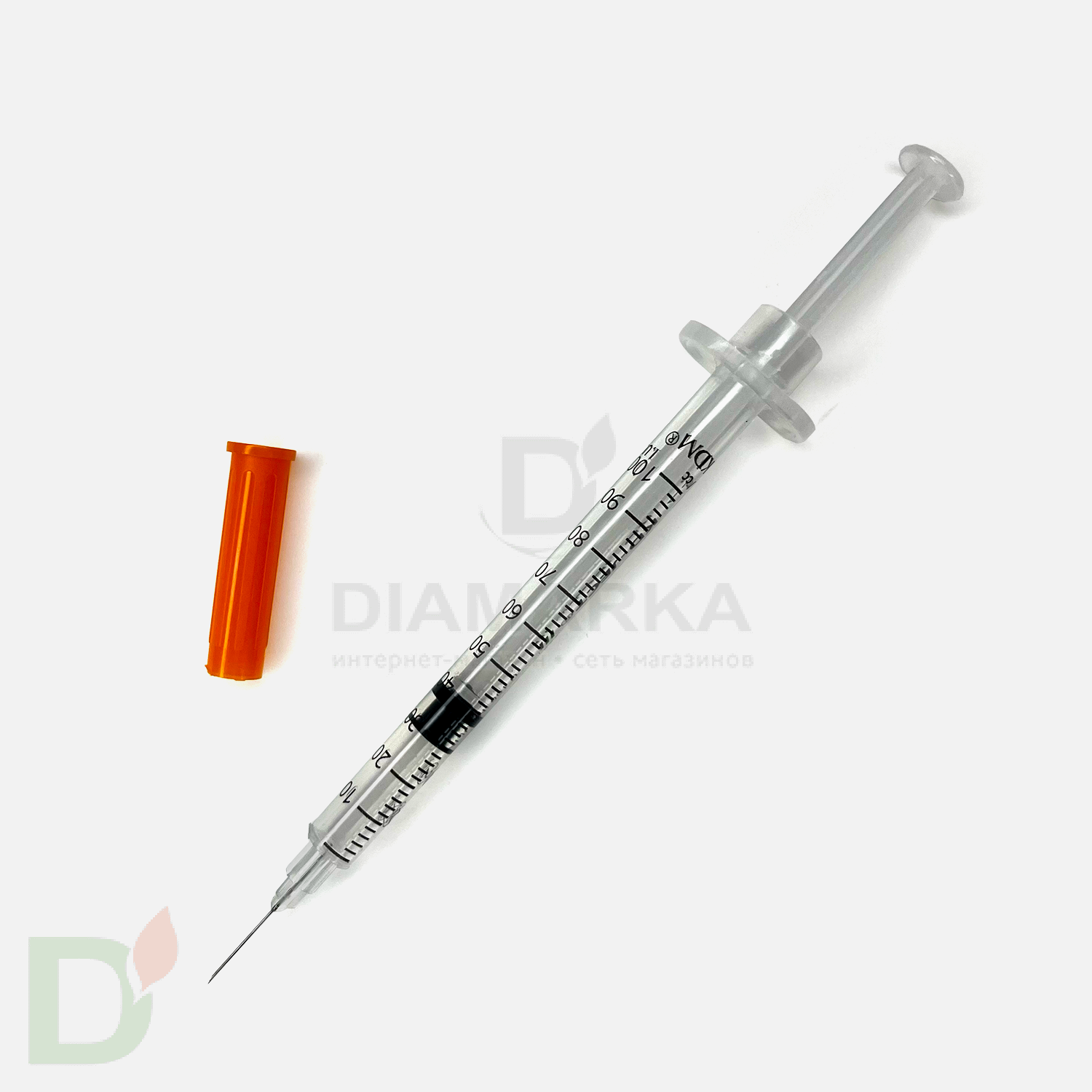 Шприцы инсулиновые KDM 100МЕ/ 1МЛ с иглой 30G (0.30мм*12.7мм), 10 шт.