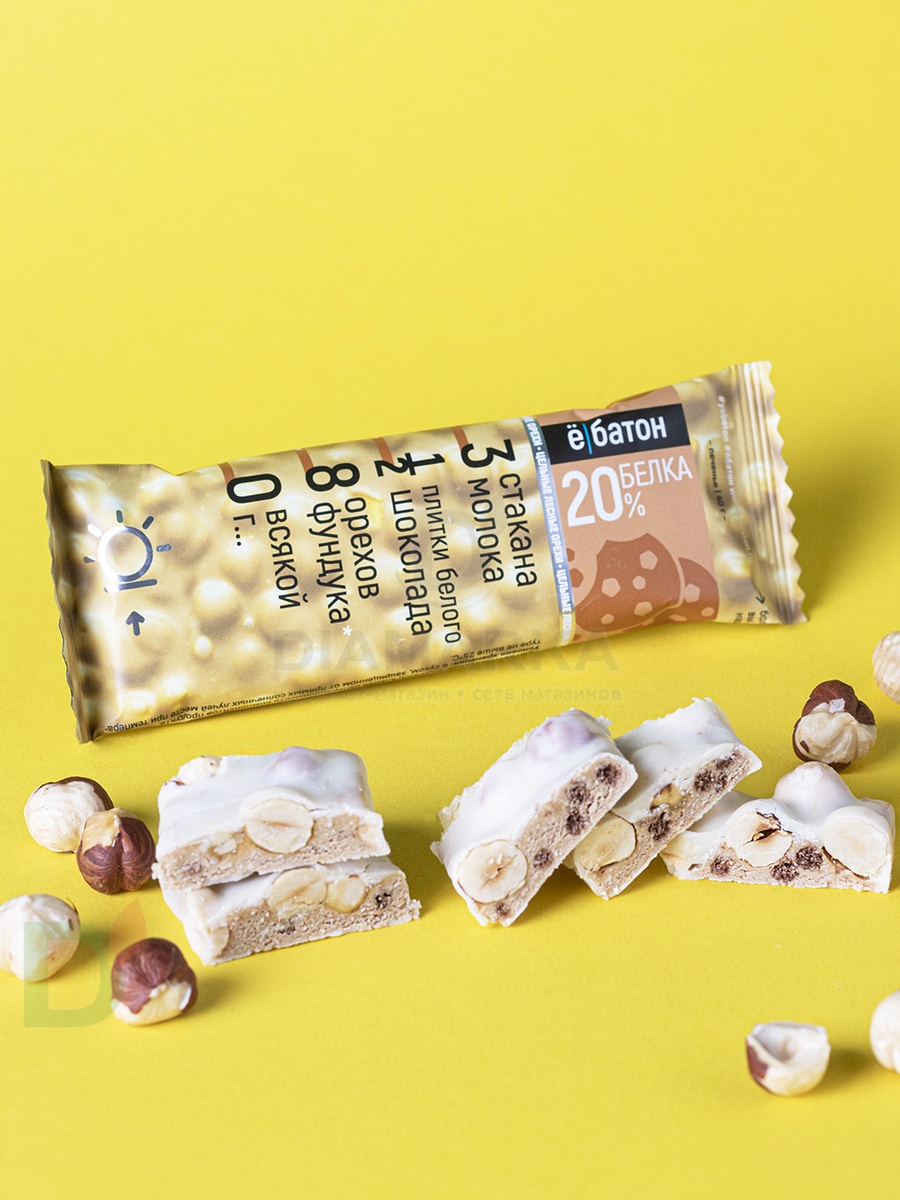 Батончик протеиновый Ё/батон "Лесной орех-Печенье" в белой глазури 40гр в Барнауле