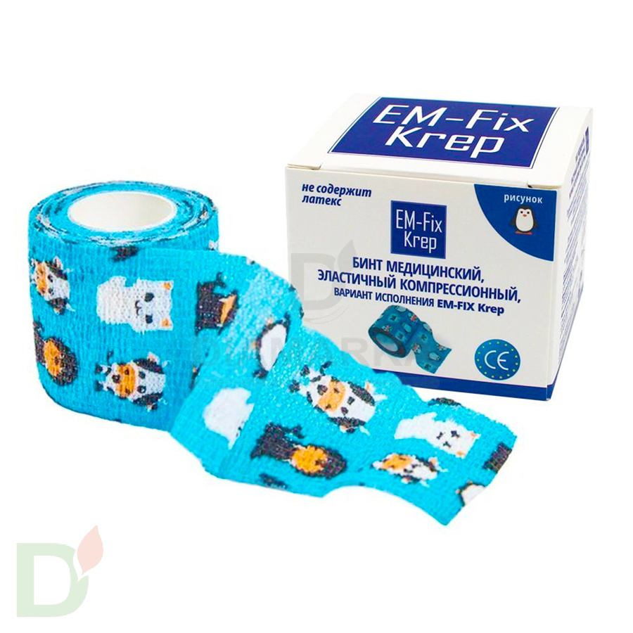 Бинт эластичный когезивный EM-fix krep Детский, 5см х 4,5м в Барнауле