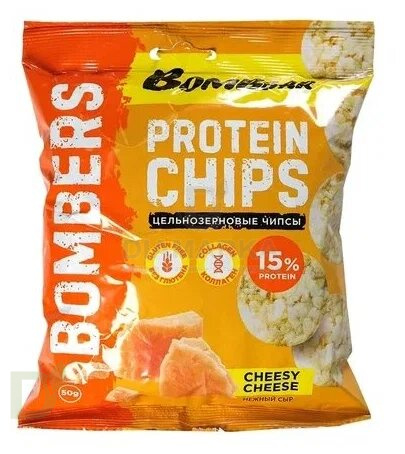 Чипсы протеиновые BOMBBAR BOMBERS Нежный сыр, 50 гр