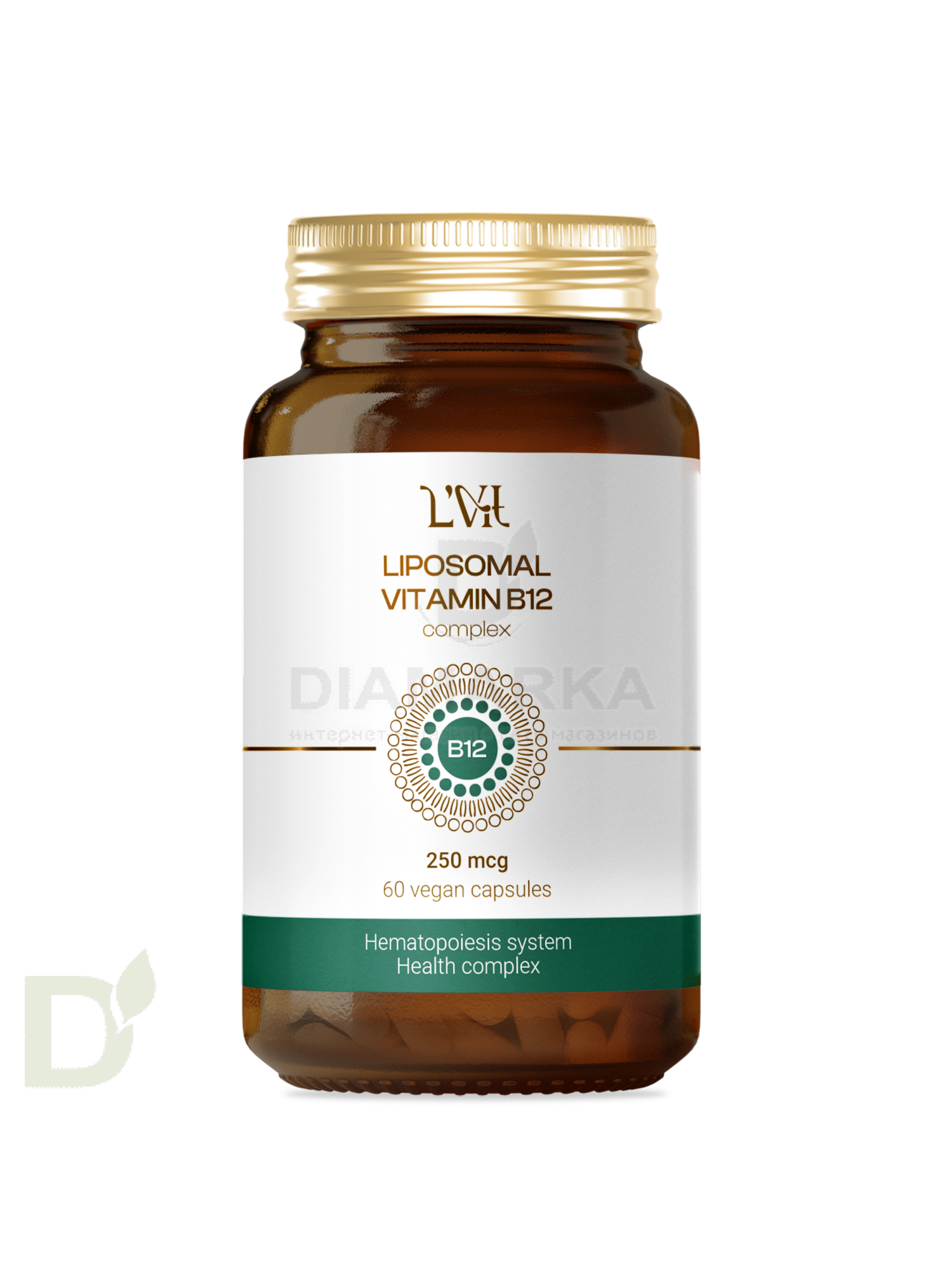 Витамины L'Vit Liposomal Vitamin B12+B9 complex, 250+200 мг в 1 капсуле, 60 капс в Барнауле