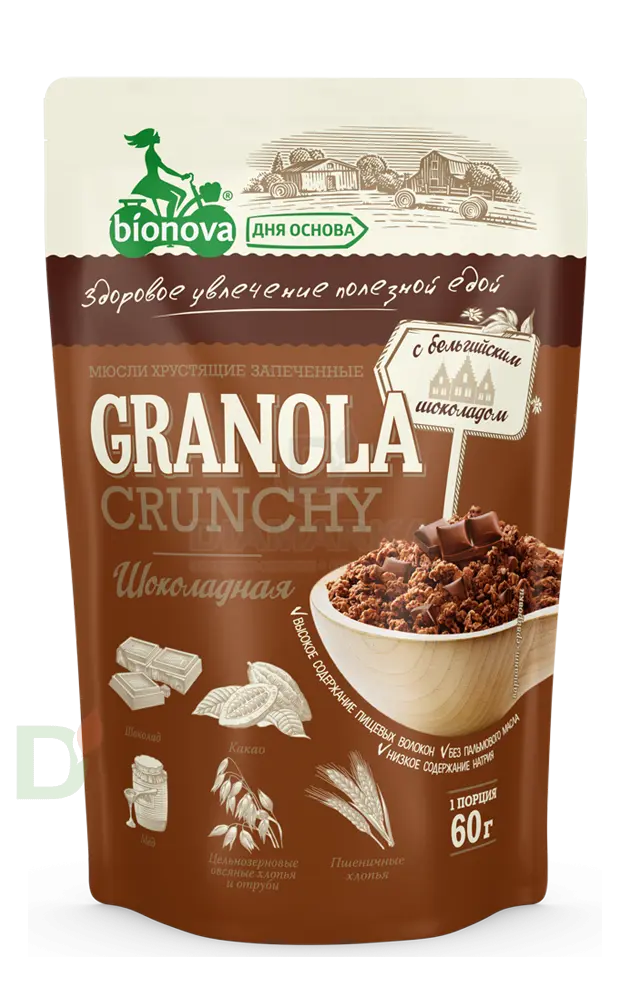 Мюсли Bionova Шоколад запеченные хрустящие, 60г